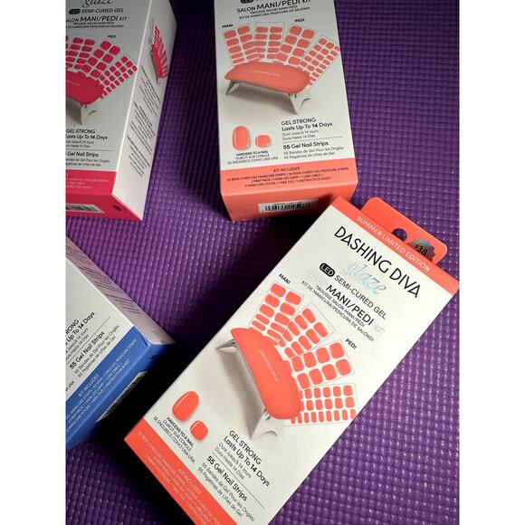 Dashing Diva LOT 4 Glaze LED Semi Cured Gel Mani/Pedi NEW comes w/ LED Lamp - Picture 2 of 4